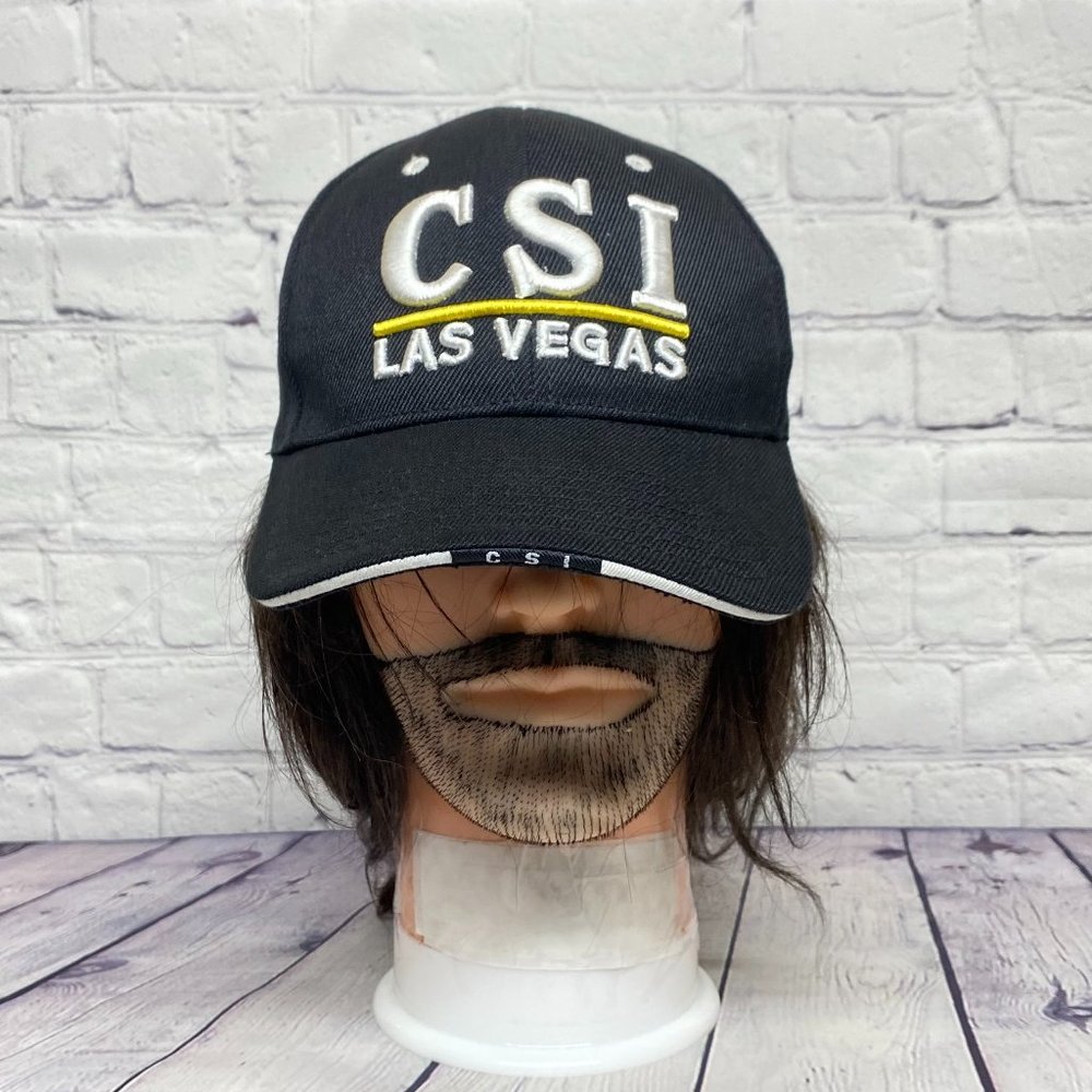 CSI Las Vegas Hat Cap Strap Back Black Puff Embroidered Logo Acrylic TV Show